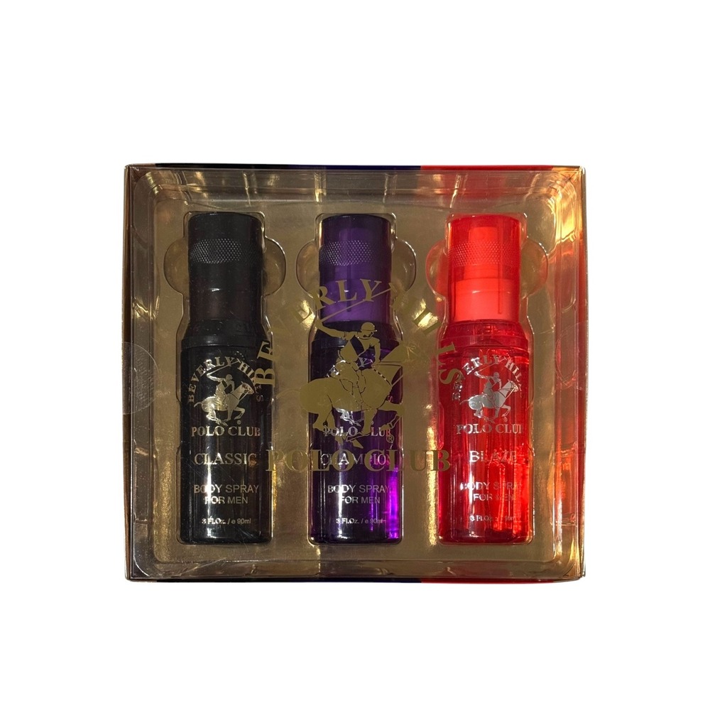 Beverly Hills Polo Club Men's 3 Piece Set Body‎ Spray Classic Blaze Champion 3oz